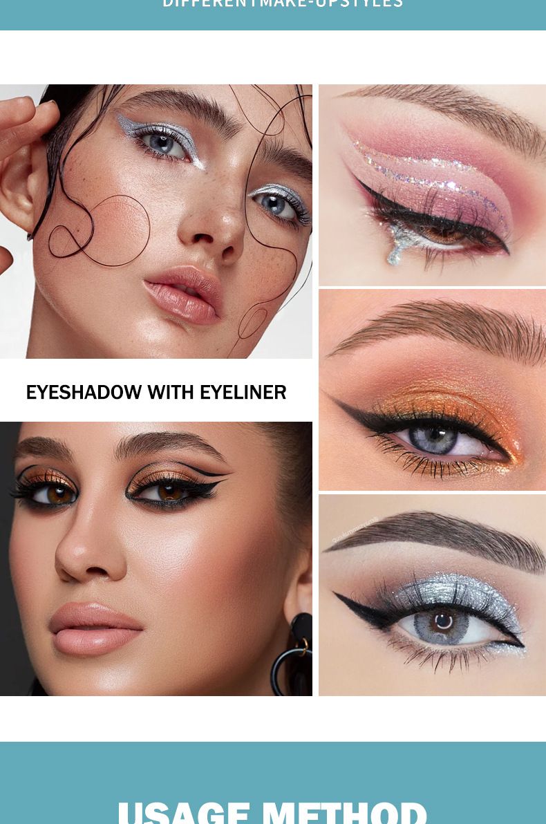Ombretto e matita combinati, eyeliner a doppia estremità, penna per ombretto nero freddo, penna per ombretto liquido con paillettes, anti-strappo e anti-sbavatura_voghion.com