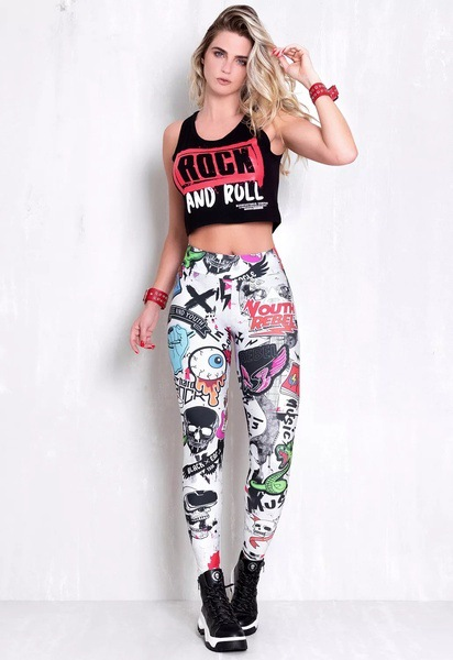 Leggings elasticizzati a vita alta con tasca in denim stampato per il sollevamento dei fianchi_voghion.com