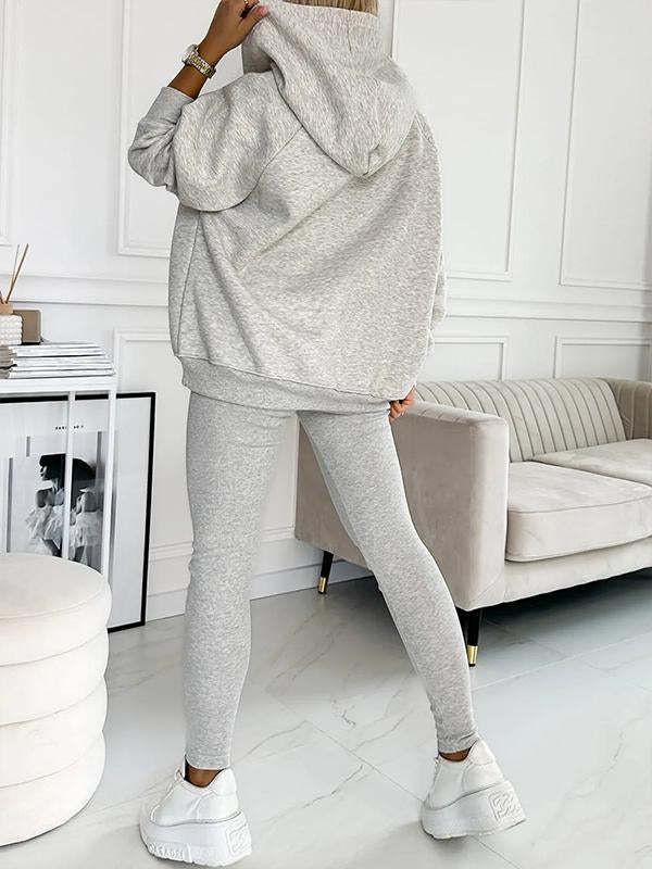 Ensemble 3 pièces pour femme : sweat à capuche, gilet côtelé et jogging – Tenue de détente athlétique (noir/blanc/bleu marine/12 couleurs, S-XXXL)_voghion.com