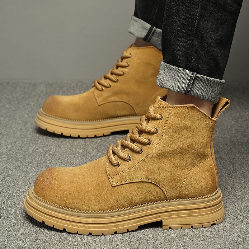 Herren Low-Top Spitz Chelsea Boots Low-Top Kurze Lederstiefel Herren Retro Martin Boots Trendy_voghion.com