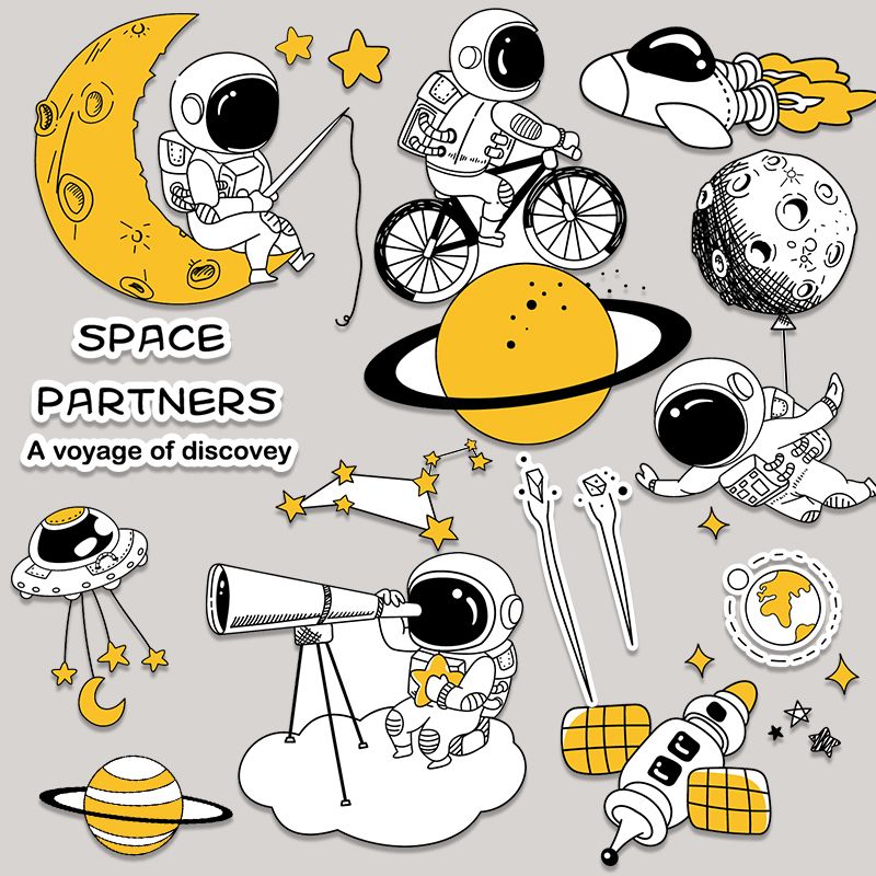 Cartoon Cute Astronaut Luggage Travel Laptop Phone Case IPad Tablet Stickers_voghion.com