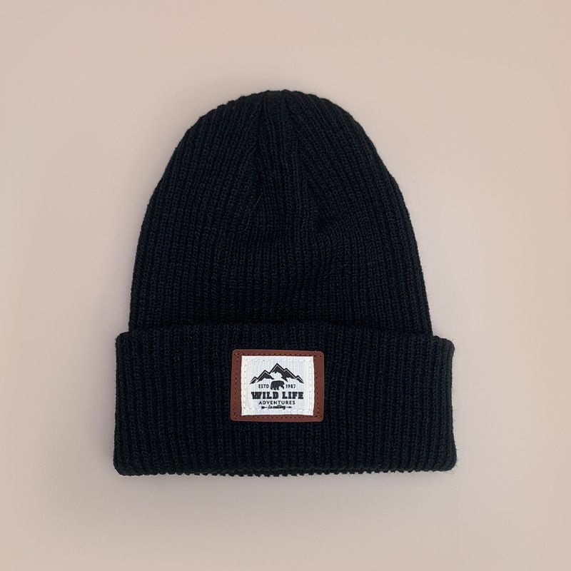 New Simple Mountain Peak Patch Letter Knitted For Men And Women, Warm Korean Style Casual Versatile Pullover Hat_voghion.com
