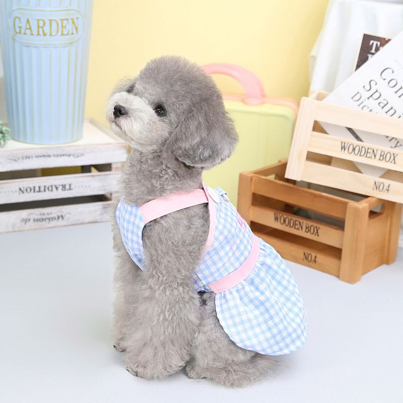 Prinzessin Hund Haustier Kleidung Frühling/Sommer Neue 23BABY Plaid Rock_voghion.com