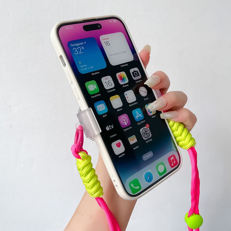 Für iPhone 16 15 14 13 12 Pro Max Liebe Herz Zurück Clip Lanyard Halterung Kette Crossbody Cord Nette Wer Telefon Strap Fall_voghion.com
