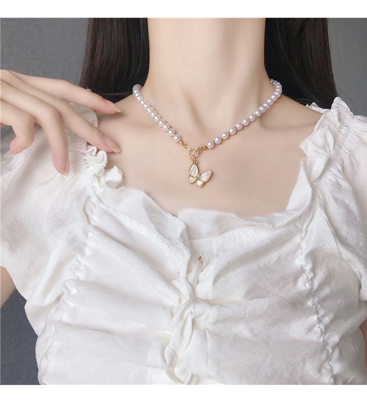 Design Perlmutt Schmetterling Halskette Damen Nische Licht Luxus Schlüsselbein Kette Halskette Ins Anhänger Zubehör_voghion.com