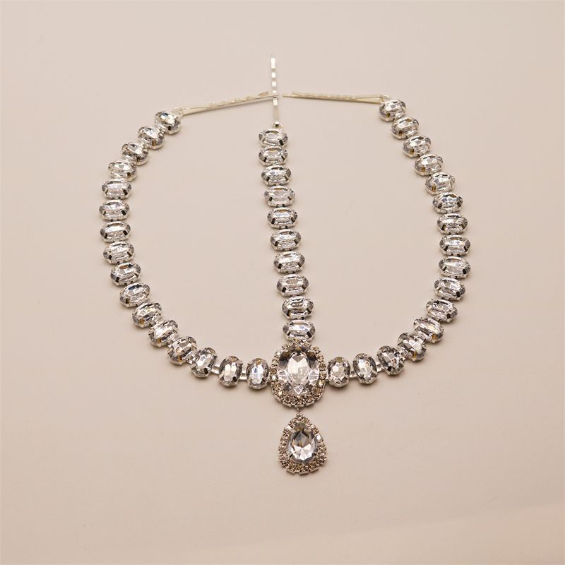 Neue böhmische Feng Shui Diamant Haar Mode Wassertropfen Anhänger Stirnkette Damen Hochzeitsaccessoires_voghion.com