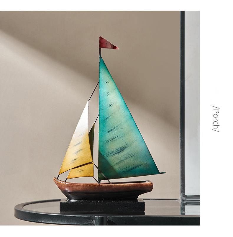 Minimalist Design Resin Smooth Sailing Sailboat Ornament Rack Living Room Decoration Wine Cabinet Decor_voghion.com