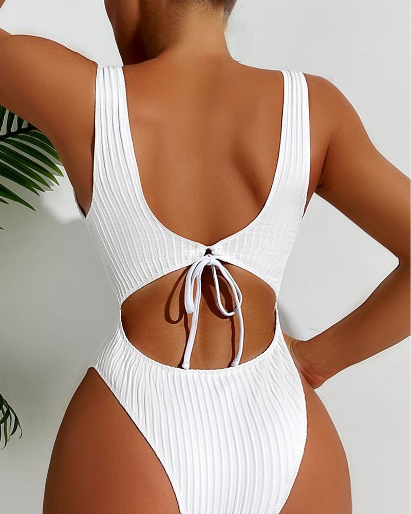 New Conservative One-Piece Swimsuit Solid Color Integrated Bikini_voghion.com