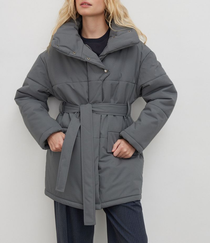 Roupas femininas gola alta algodão jaqueta inverno temperamento comutando moda quente à prova de vento gola alta com cinto algodão jaqueta_voghion.com