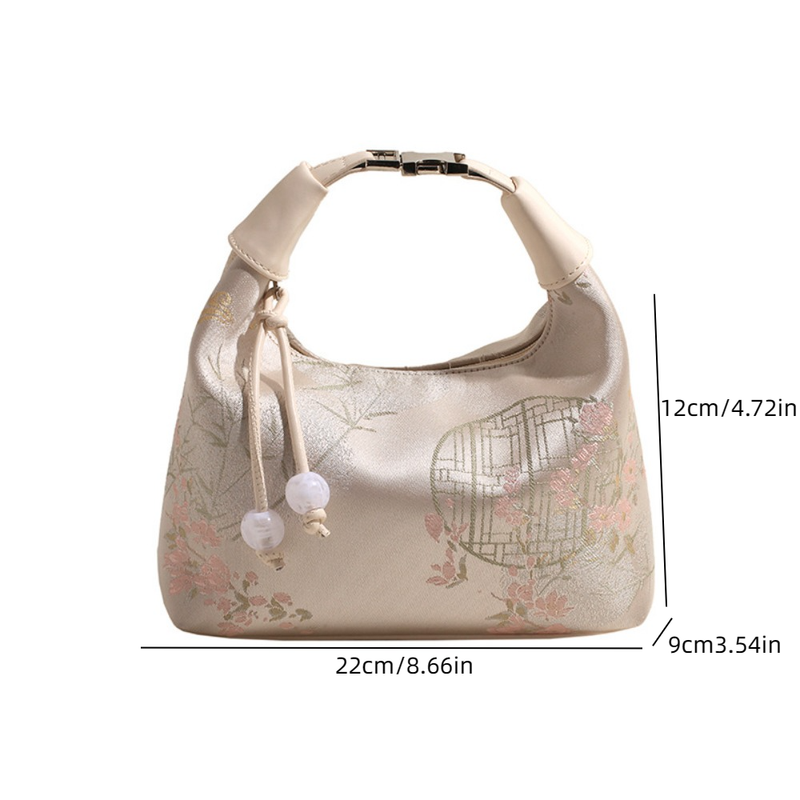 Borsa a mano in stile cinese ricamata in 4 colori, con cerniera, in tela, regolabile, di lusso, cheongsam, da lavoro_voghion.com