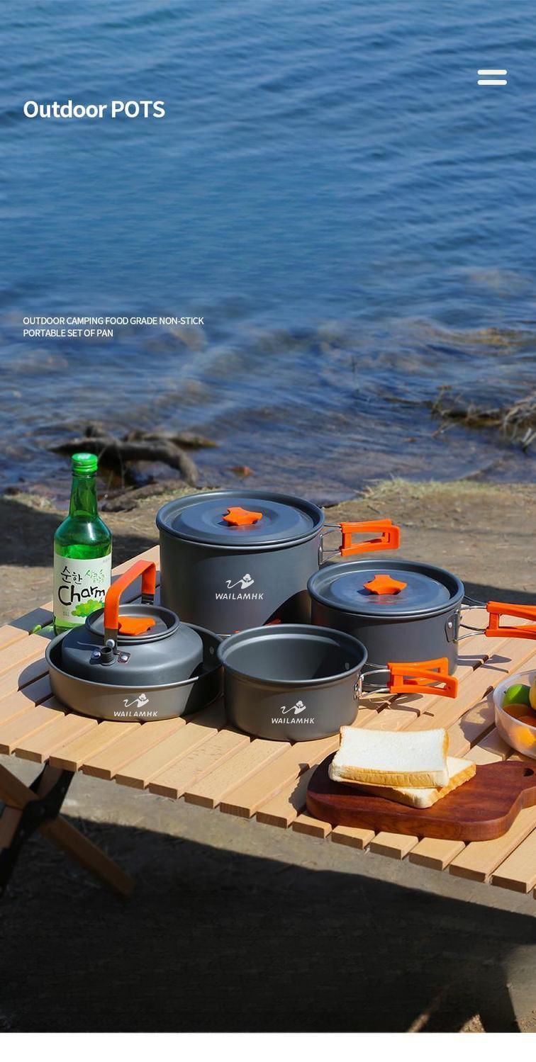 Weilin Kochgeschirr Tragbare Bratpfanne Outdoor-Kochutensilien Wasserflasche Camping-Set_voghion.com