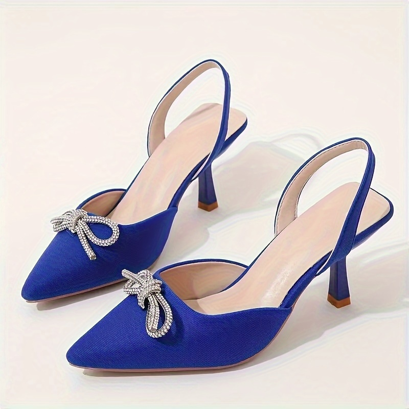 Women's Rhinestone Bowknot Decor High Heel Sandals With Ankle Strap_voghion.com