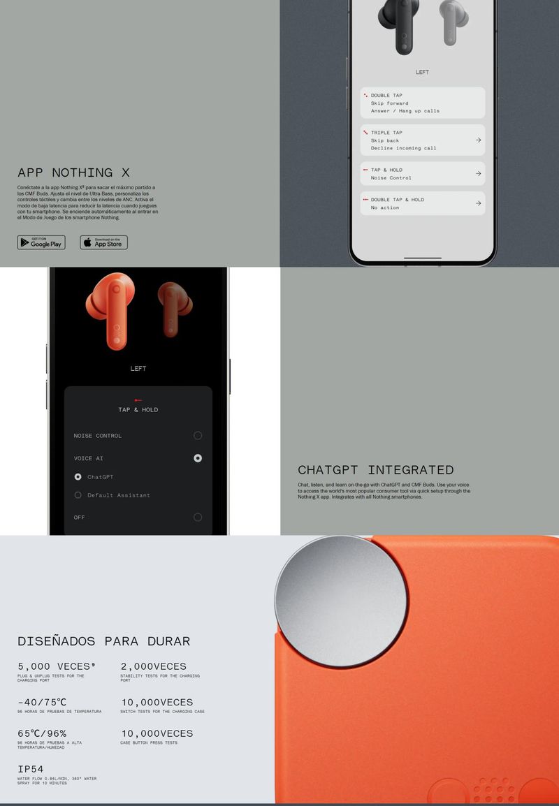 Buds Global Version CMF By Nothing Draadloze Oordopjes, 42 DB ANC, Tot 8 uur ononderbroken muziek luisteren, 35,5 uur totaal_voghion.com