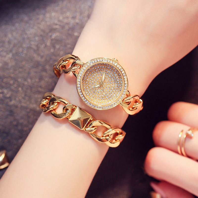 Cacaxi-Uhr für Damen, Roségold, Volldiamant, Kette, Artikel, modischer Trend, wasserdichte Quarzuhr_voghion.com