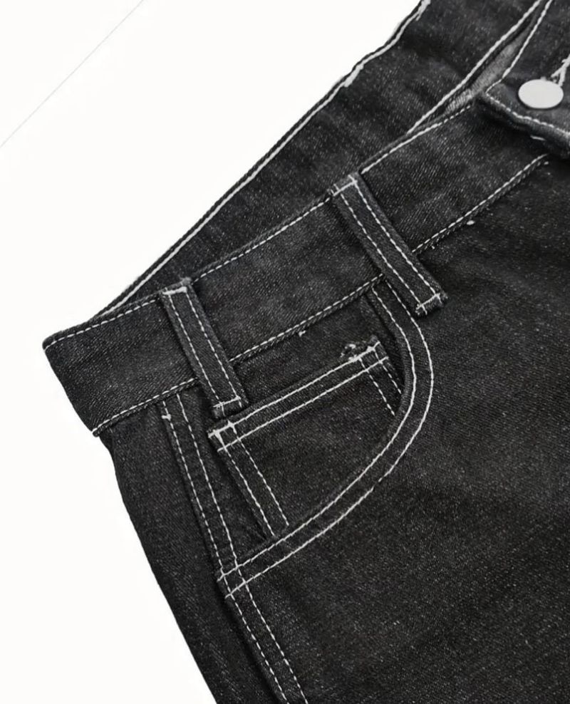 Pantaloncini casual da uomo, stile High Street, stile Y2K, retrò, hip hop, con lettere ricamate, pantaloncini in denim_voghion.com
