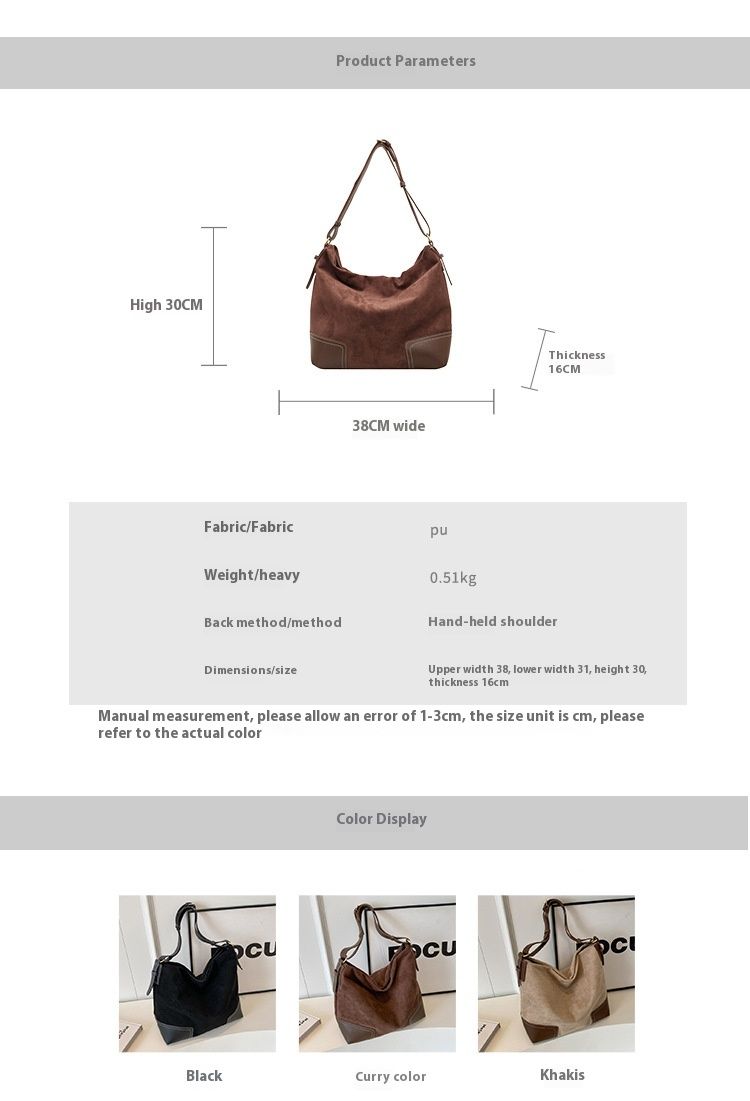 Borsa a tracolla singola in pelle scamosciata di alta qualità per donna 2024, nuova borsa alla moda e versatile con grande capacità per i pendolari_voghion.com