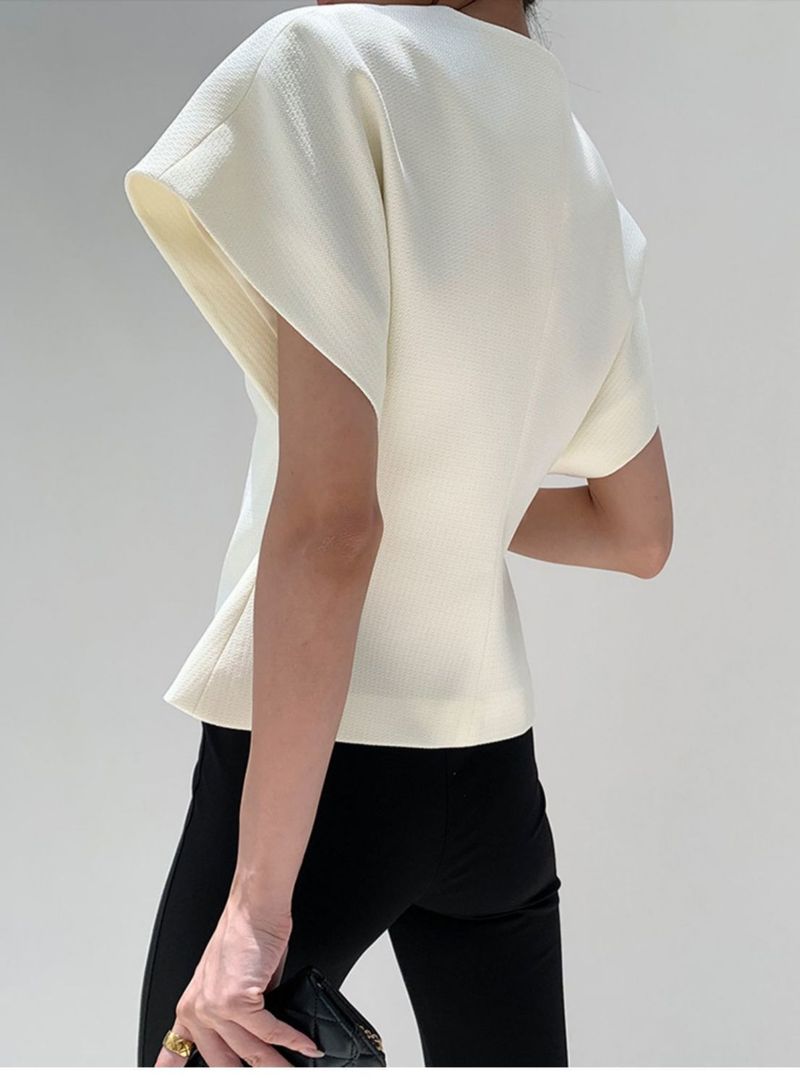 Damenbekleidungsanzug mit überschnittenen Schultern, Ärmeln, Westendesign mit einem Knopf an der Taille, schlankmachendes Modeoberteil_voghion.com