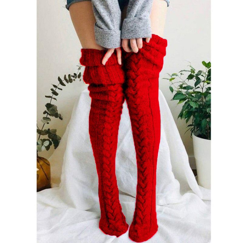 2025d Knitted Warm Foot Covers Solid Color Over-the-Knee Long Tube Slouch Thick Women's Socks_voghion.com