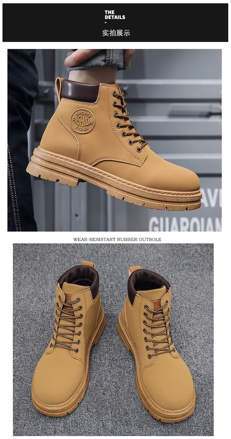 Hochwertiges Wildleder Warme Knöchel Herren 2023 Neue Outdoor Winter Arbeitsschuhe Wanderstiefel_voghion.com