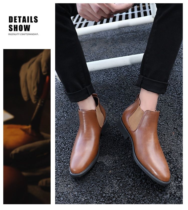 Voyage 25870 Stivali da uomo in pelle Martin a punta retrò britannici di grandi dimensioni, spedizione gratuita_voghion.com