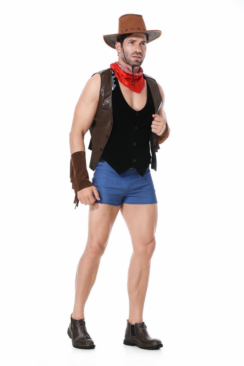 Nowy kostium na Halloween Western Cowboy dla mężczyzn dla dorosłych, do odgrywania ról w barze_voghion.com