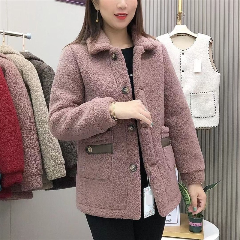 Herbst Winter 2023 Neue Frauen Nachahmung Lamm Wolle Jacke Thicke Warme Tasche Zuhälter Pelzmantel Weibliche Baumwolle Gefütterte Jacke_voghion.com