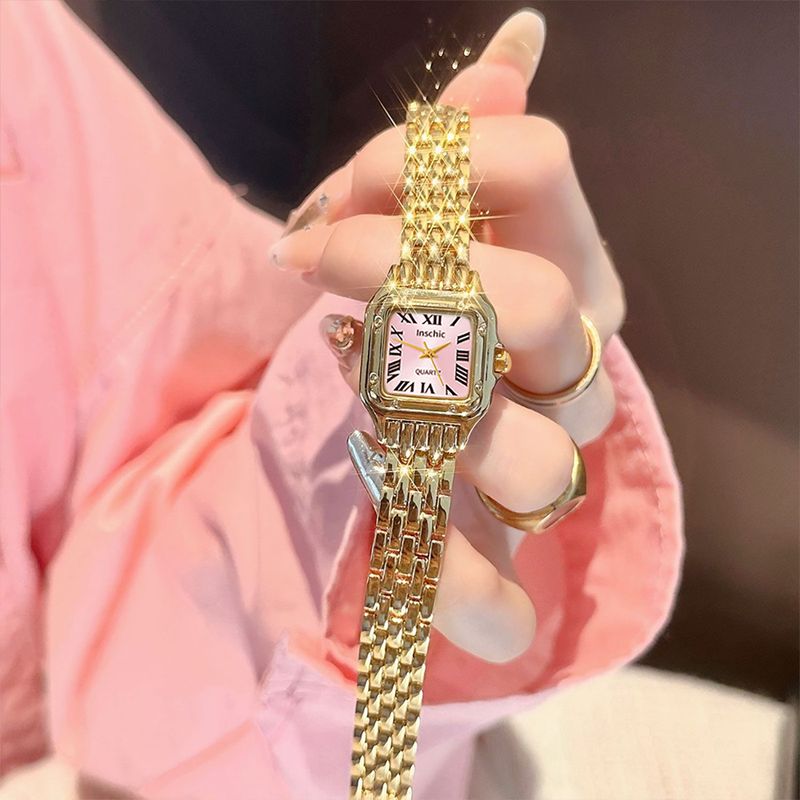 Elegante quadratische Damenuhr – Quarzuhr mit Legierungsgehäuse, wasserdicht und leicht, Business-Casual-Stil_voghion.com