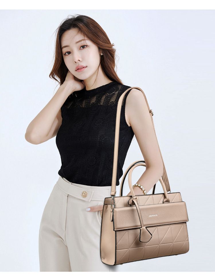 Ensemble élégant de 3 sacs à main urbains en cuir PU - Sac bandoulière, sac à main et sac cabas avec finition texturée pour femme (Noir/Argent/Caramel/Vert foncé)_voghion.com