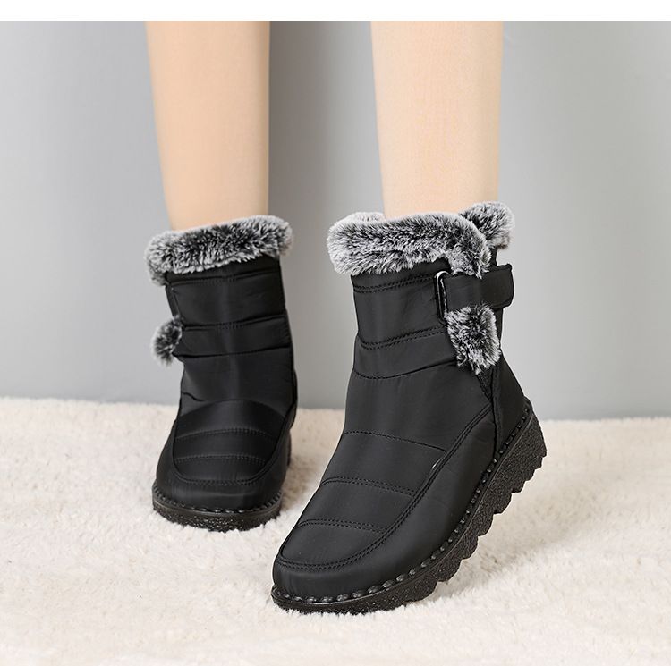 Women's Winter Snow Boots With Fleece Lining, Thick High-Top Warm Shoes, Slip-Resistant Sole, Casual Zip-Up Ankle Boots For Women_voghion.com