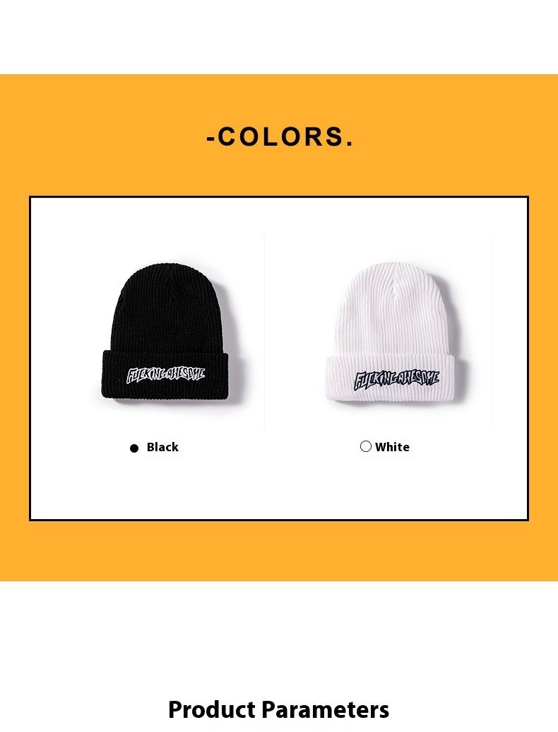 Korean Version Letter Embroidered Knitted Hat For Autumn And Winter Men's And Women's Warm And Cold Woolen Hat_voghion.com