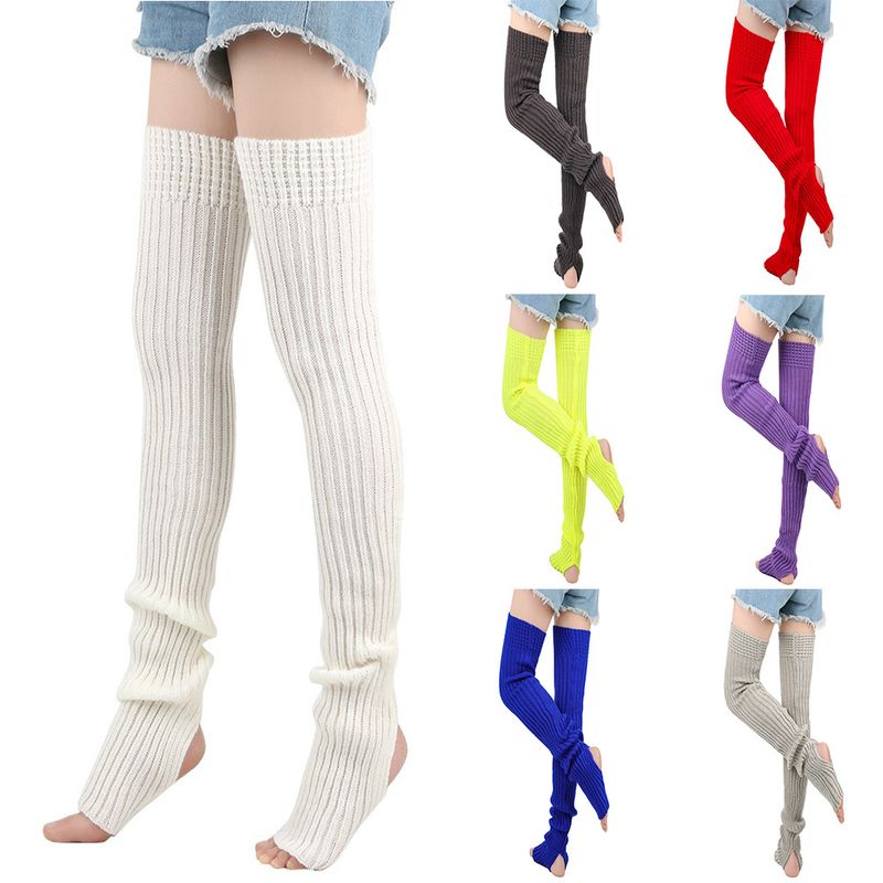 Unisex Verlängerte Woll-Beinstulpen (80 cm) Damen-Florsocken, gestrickte Woll-Beinstulpen, Ballett-Yoga-Fußwärmer_voghion.com