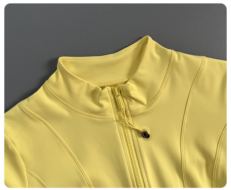 Women's Slim-Fit Zip-Up Long Sleeve Yoga Jacket - Lightweight, Breathable & Stylish For Spring & Fall (Black/Lemon/White/Navy)_voghion.com