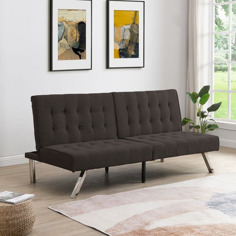 WOOD FRAME, STAINLESS LEG, FUTON, SOFA BED Espresso_voghion.com
