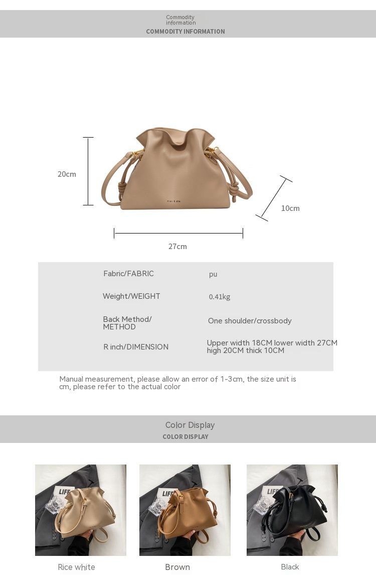 2023 New Hot Selling Premium Feel Bucket Bag Women's Large Capacity Commuter Bag Drawstring Shoulder Bag Underarm Bag_voghion.com