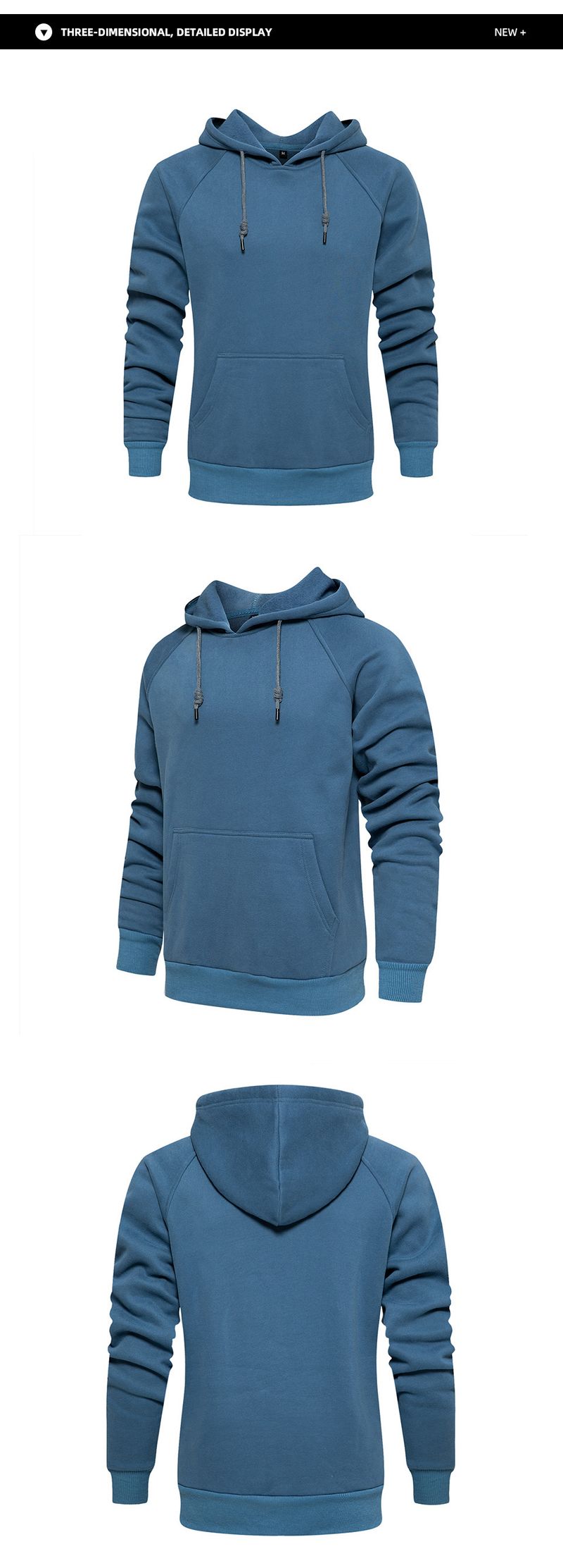Autunno/Inverno 2021 Nuovo Street Fighter Loose Blank Fleece Uomo Maglione con cappuccio a maniche lunghe di grandi dimensioni_voghion.com