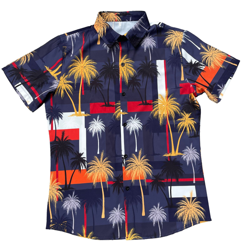 Camicia casual a maniche corte con stampa, camicia da uomo per il resort per le vacanze estive_voghion.com