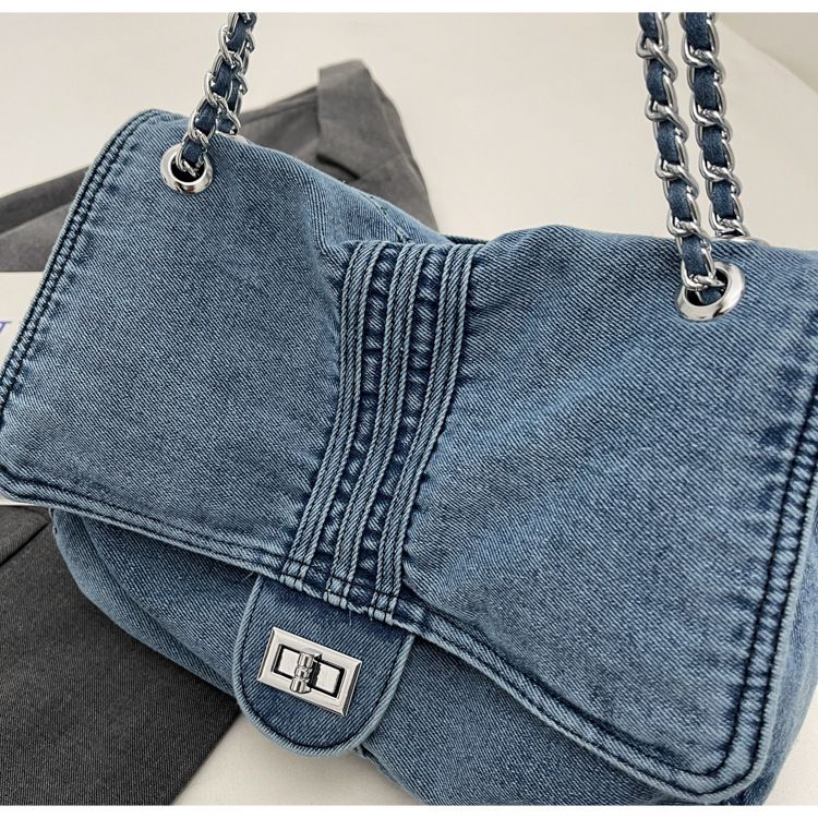 Borsa da donna retrò casual in denim, borsa a tracolla, borsa a tracolla a catena di alta qualità, nuova, grande capacità, autunno_voghion.com