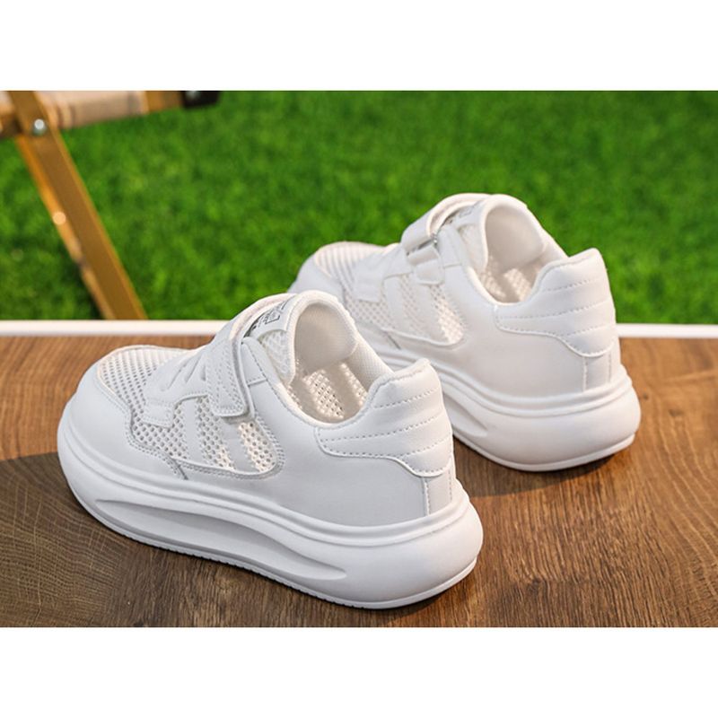 Boys Little White Shoes Girls White Sneakers Children's Board Shoes Kindergarten Primary School Children Running Shoes Mesh Breathable_voghion.com
