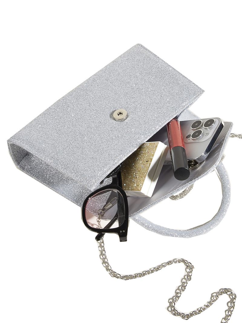 Damentaschen Abendtasche Damenkette Messenger Bag Silber Schultertasche Advanced Bow Handtasche_voghion.com