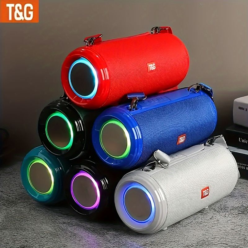 Haut-parleur de basses sans fil portable d'extérieur TG-537 avec câble de chargement et câble auxiliaire - Compatible avec carte enfichable FM TF USB - Profitez d'un son clair et puissant_voghion.com