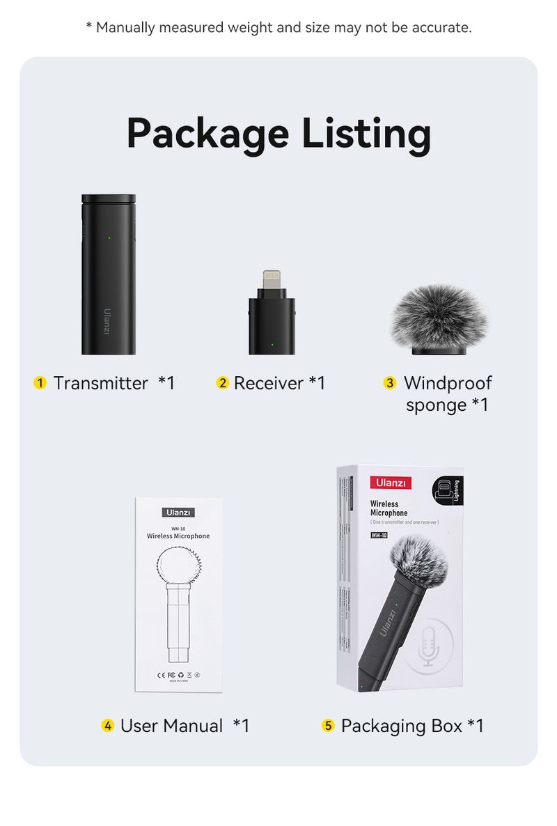 Ulanzi VM-10 Wireless Lavalier Microphone Portable Audio Video Recordi Mini Mic For iPhone Android Live Broadcast_voghion.com