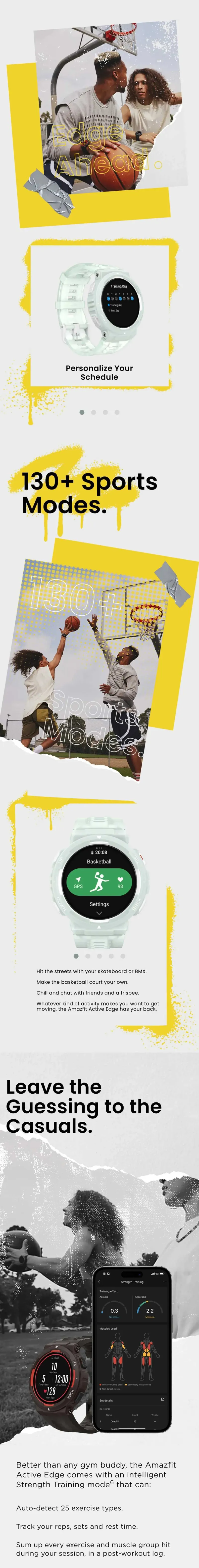 Smart Watches Original Amazfit Active Edge Bold Dual Color Design 46mm 130+sport Mode Smartwatch Suitable For Android_voghion.com