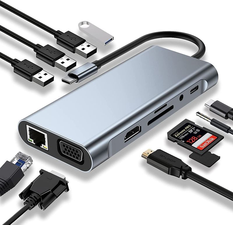 Dock di tipo C 11 in 1 per HDMI Gigabit Network Rj45usb-c Dock con hub VGA HUB_voghion.com