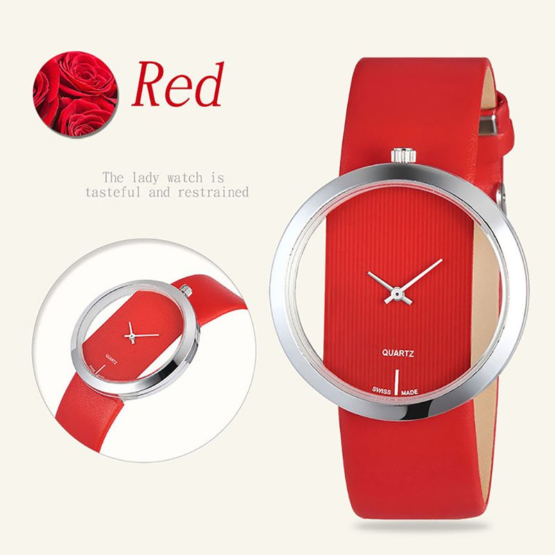 Yamaler Fashion Orologio da polso da donna al quarzo analogico con quadrante trasparente impermeabile in ecopelle_voghion.com