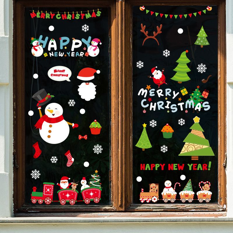 Neue Wand für Glasfenster mit abnehmbaren statischen Weihnachtsaufklebern SKJD2321_voghion.com
