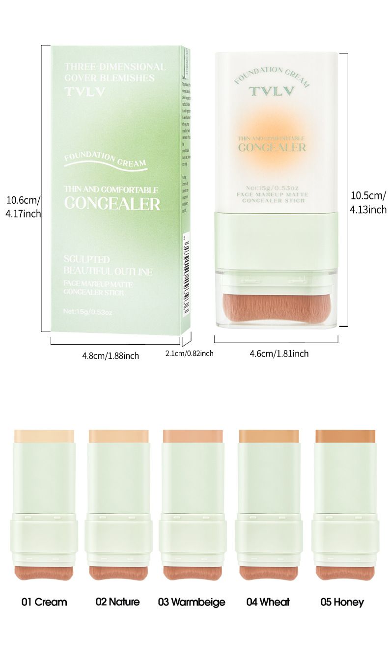 Cross Border Foreign Trade TVLV Makeup Concealer Foundation Stick Five Colors Summer Waterproof No Makeup No Powder Lazy Double Headed Powder_voghion.com