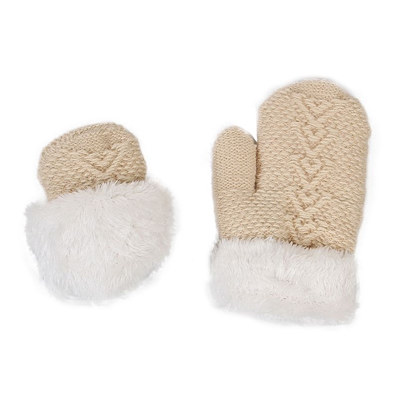Kanner Wantermütz Schal Handschuesch Set Duebelkugel Fleece Futter Puppelchenmütz fir Jongen Meedercher Einfarweg Puppelchen Strickmütz 1-4 Joer_voghion.com