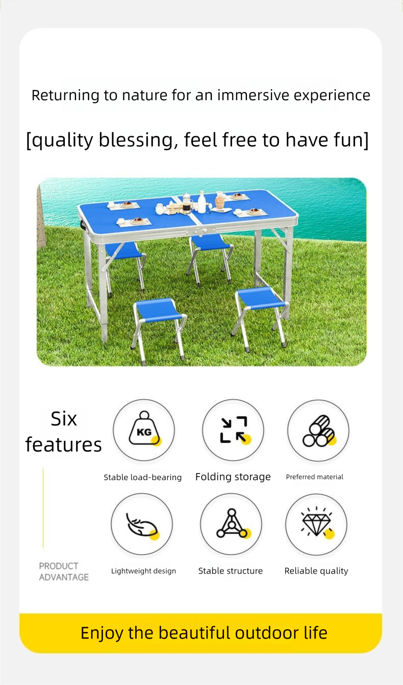 Folding Portable Outdoor Picnic Night Market Stall Extendable Aluminum Alloy Camping Table And Chair_voghion.com