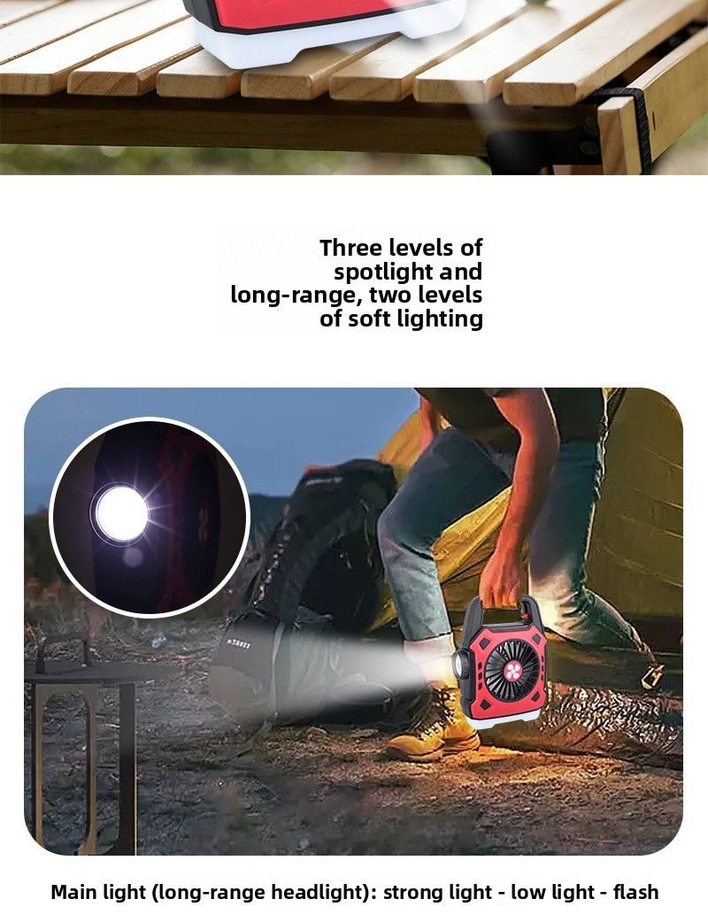 Outdoor Camping Fan Multifunctional Handheld Type-C Fast Charging Portable Work Light Searchlight Hangable_voghion.com