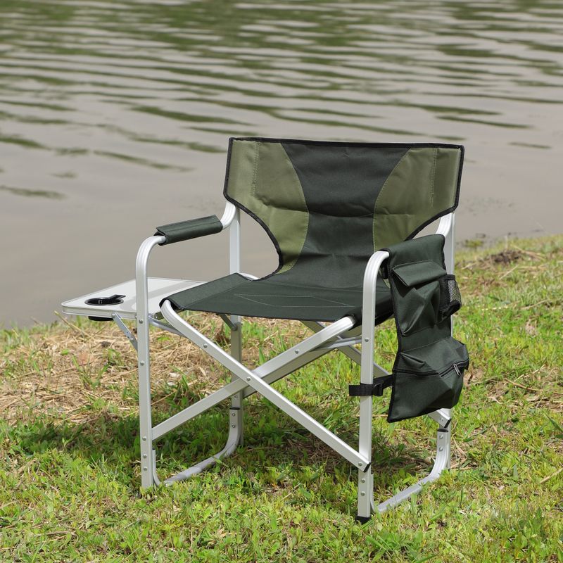 Padded Folding Chair With Side Table And Storage Pockets,Lightweight Oversized Directors Chair For Indoor, Outdoor Camping, Picnics And Fishing_voghion.com